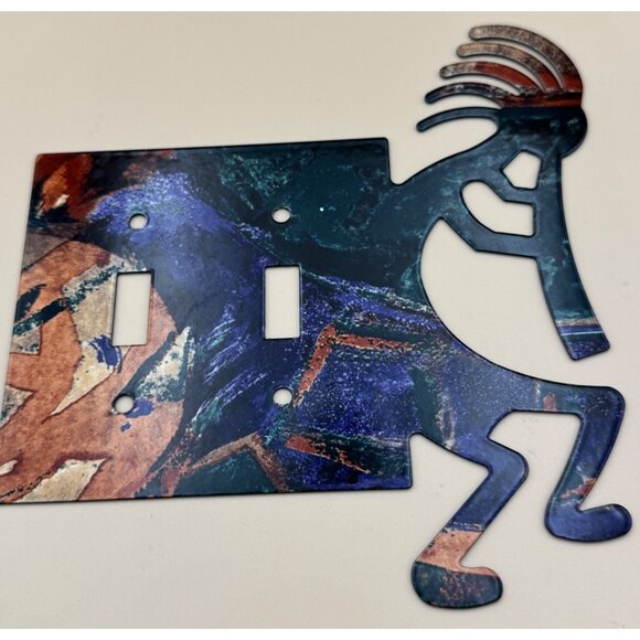 Lazart Kokopelli Reversible Metal Double Light Switch Cover Southwest Fertility - Picture 4 of 9